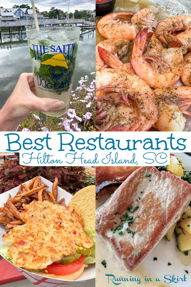 Best Hilton Head Eats - the best restaurant and food choices on this South Carolina Island. From seafood restaurants, lunches, dinners and bar like The Salty Dog Cafe and Skull Creek Boathouse... these are the destinations for great islands food. / Running in a Skirt via @juliewunder