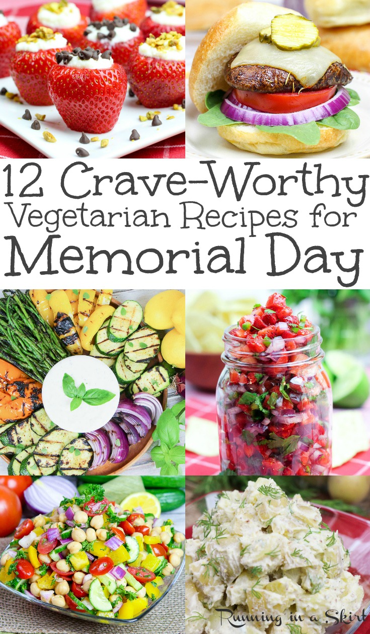 12 of the Best Crave-Worthy Vegetarian Memorial Day recipes. From fun, easy and healthy veggie burgers, sides like potato salad and desserts this has the clean eating menu covered for all your parties. Includes vegan and gluten free ideas too. Start your cooking for your fun picnics here! / Running in a Skirt #MemorialDay #Summer #Summerparties #vegetarian #vegan #glutenfree #lowcarb #recipe #healthy #cleaneating via @juliewunder