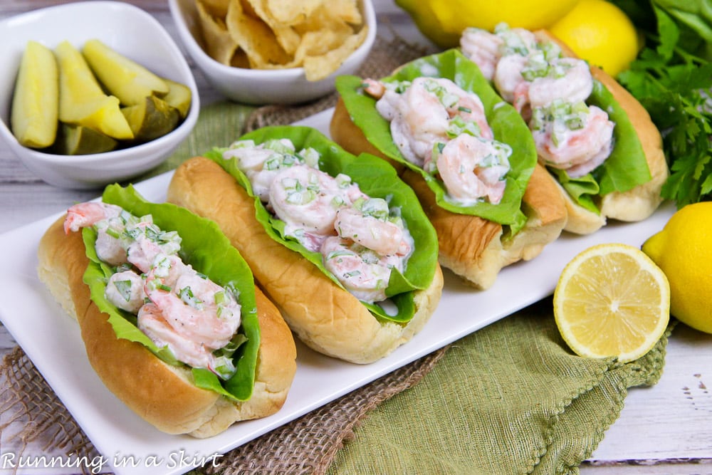 Healthy Shrimp Rolls recipe on a white plate.
