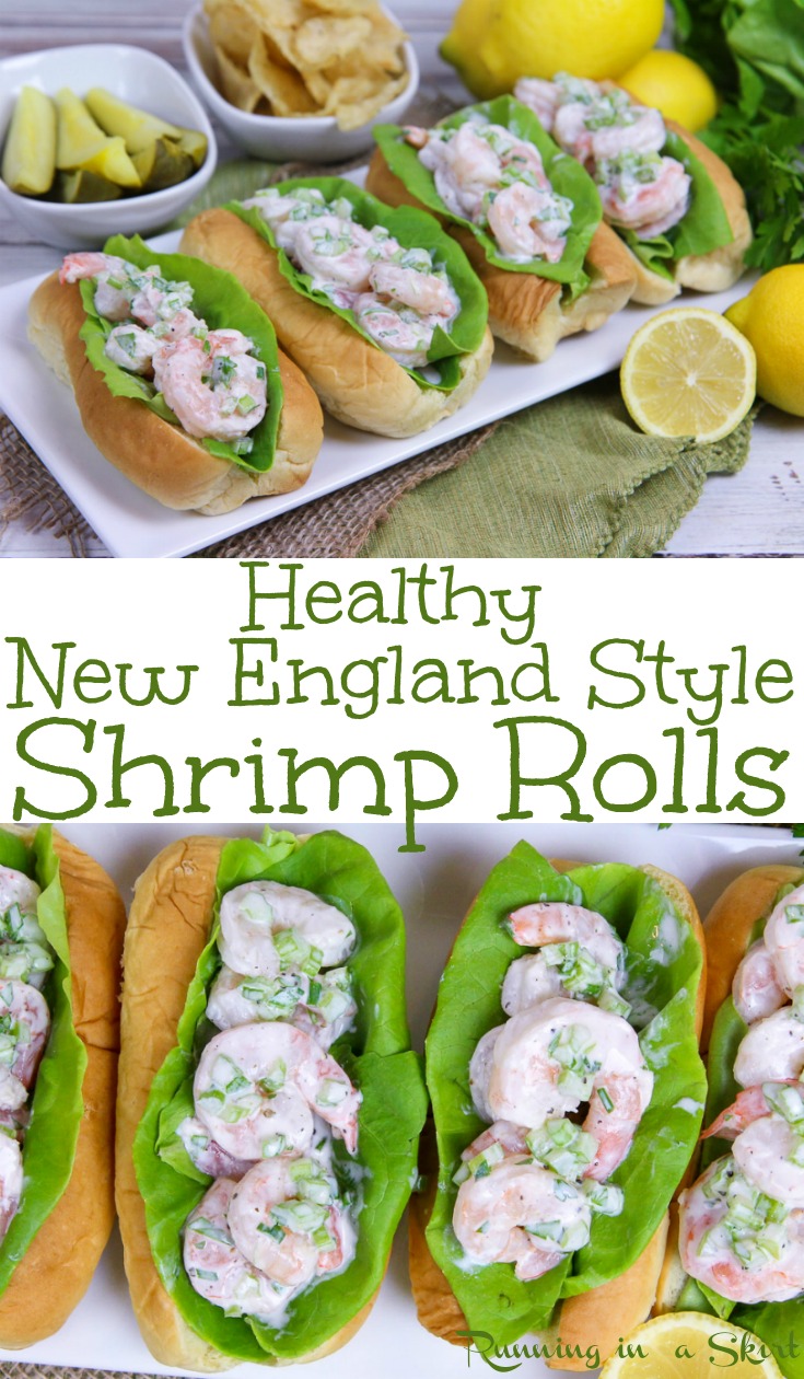 Healthy New England Style Shrimp Rolls recipe - EASY... takes 10 minutes to make! This sandwich is a less expensive twist on a Lobster Roll with greek yogurt and no mayo! Also has Old Bay and Lemon. The best for weekday dinners or meals. / Running in a Skirt via @juliewunder