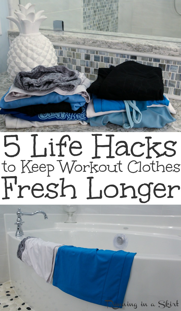 How to Wash Workout Clothes and 5 Life Hacks to Keep Workout Clothes Fresh Longer.  Includes simple laundry tips on how to get and how to remove stains and stink from fitness clothing, gym gear, and sports bras.  Includes detergent suggestions for the washer and dryer. / Running in a Skirt via @juliewunder