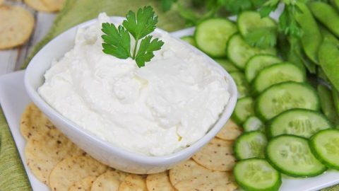 5 Ingredient Lemon Garlic Whipped Feta with Greek Yogurt recipe