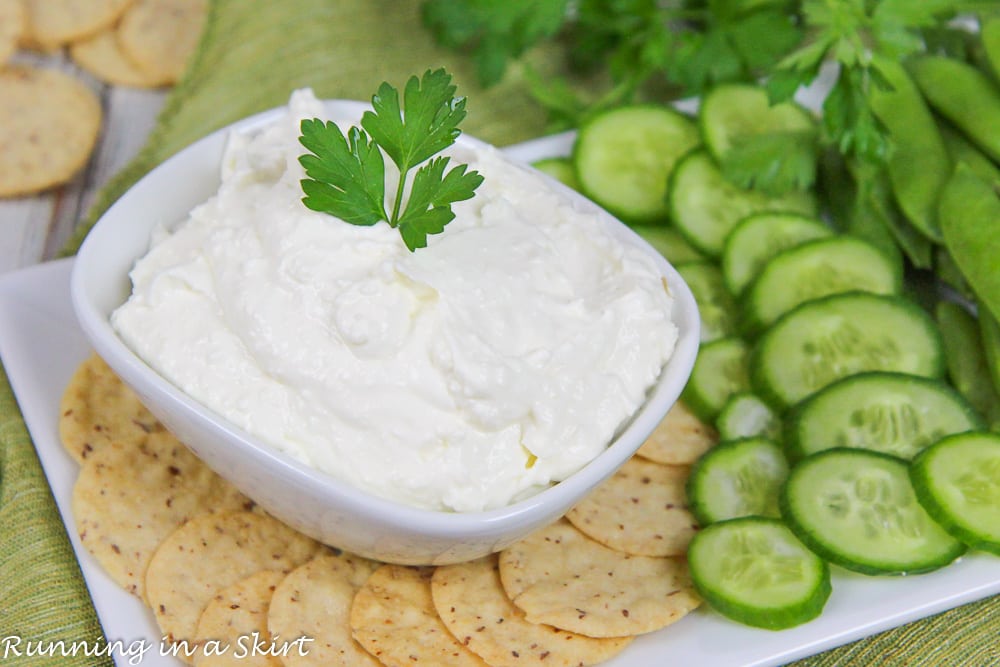 5 Ingredient Lemon Garlic Whipped Feta with Greek Yogurt recipe