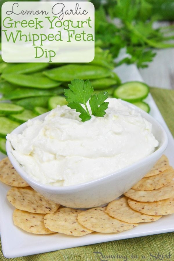 Healthy Lemon Garlic Whipped Feta with Greek Yogurt recipe