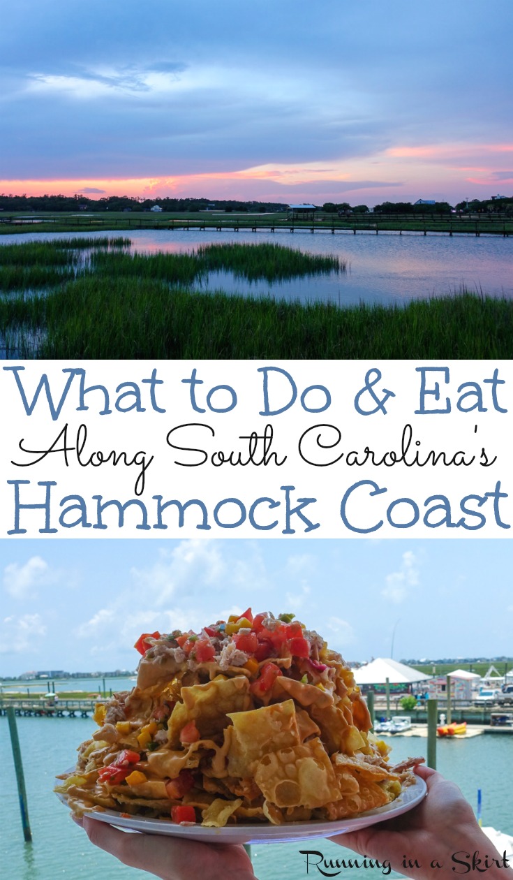 What to Do & Eat Along the South Carolina Hammock Coast - includes things to do in Murrell's Inlet, Pawley's Island and Georgetown SC.  The best restaurants, beach locations, where to shell on islands, kayaking, boating and where to see beautiful sunsets.  Also, travel information about Brookgreen Gardens and Huntington Beach State Park.  You will love this fabulous, nature-oriented alternative to Myrtle Beach SC. / Running in a Skirt via @juliewunder