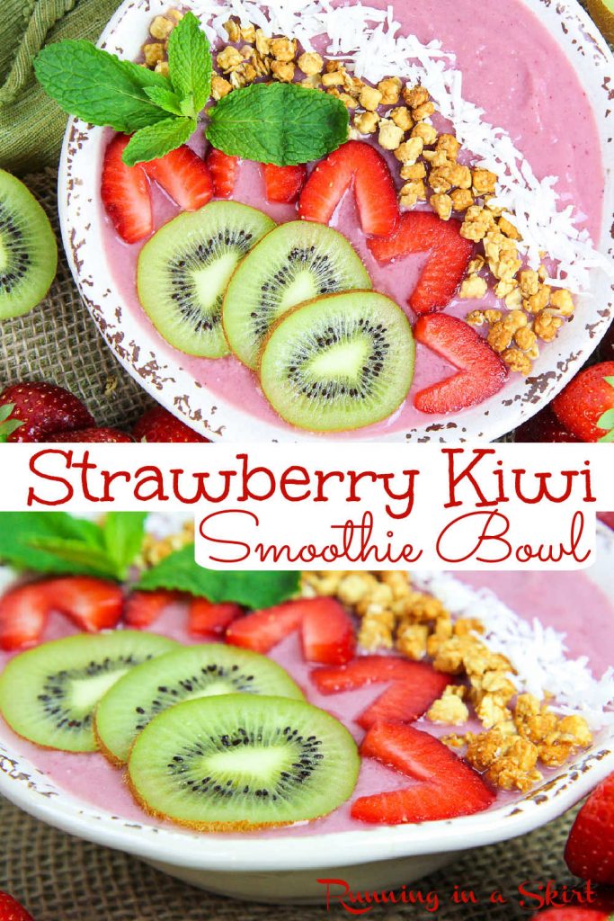 Strawberry Kiwi Smoothie Bowl recipe pinterest collage.