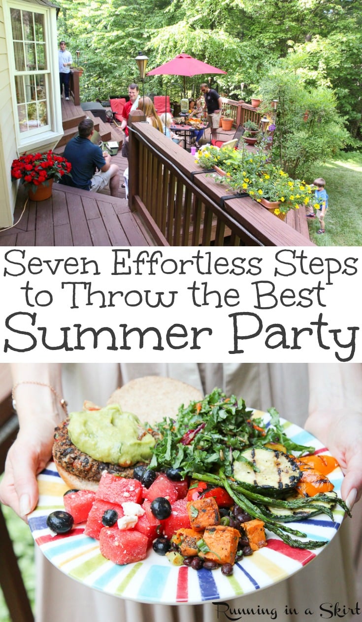 Seven Effortless Summer Party Ideas for the best fun backyard cookout.  These hacks include hosting ideas, food, drinks, recipes and how to keep your yard mosquito free... including a must try control spray for yard.  Get your menu and outdoor activities here! / Running in a Skirt #SummerwithOrkin #AD #mosquito #summer #party #hosting #lifestyle #healthyliving via @juliewunder