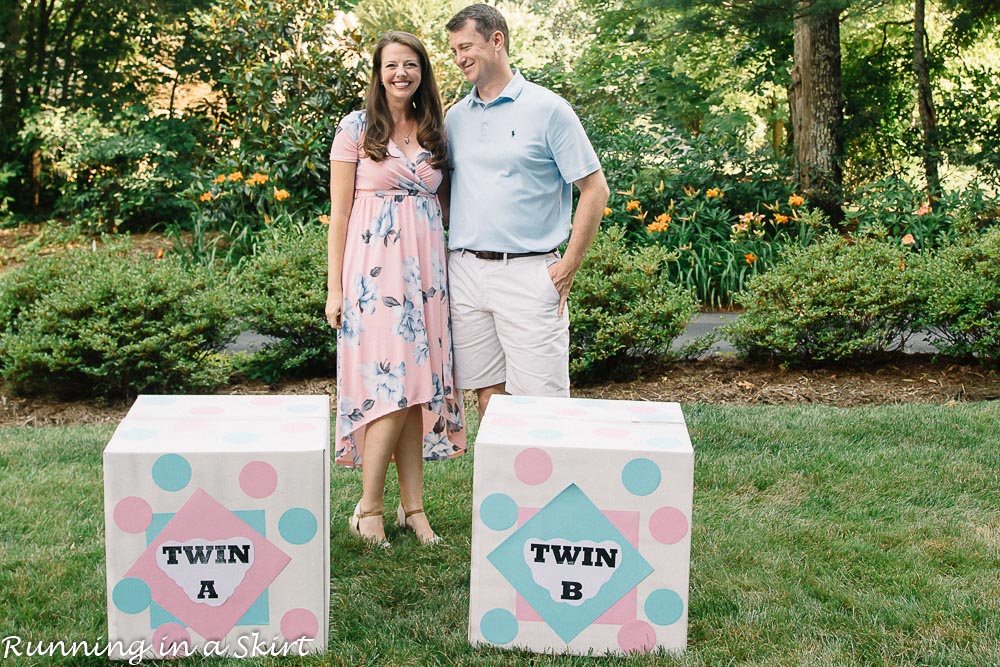 The Cutest Gender Reveal Party For Twins Running In A Skirt the-cutest-gender-reveal-party-for-twins-running-in-a-skirt