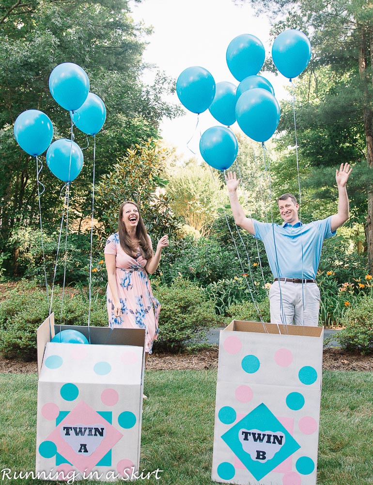 Boxes of blue balloons.