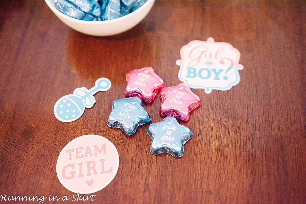 Twins gender reveal ideas with team boy or team girl.