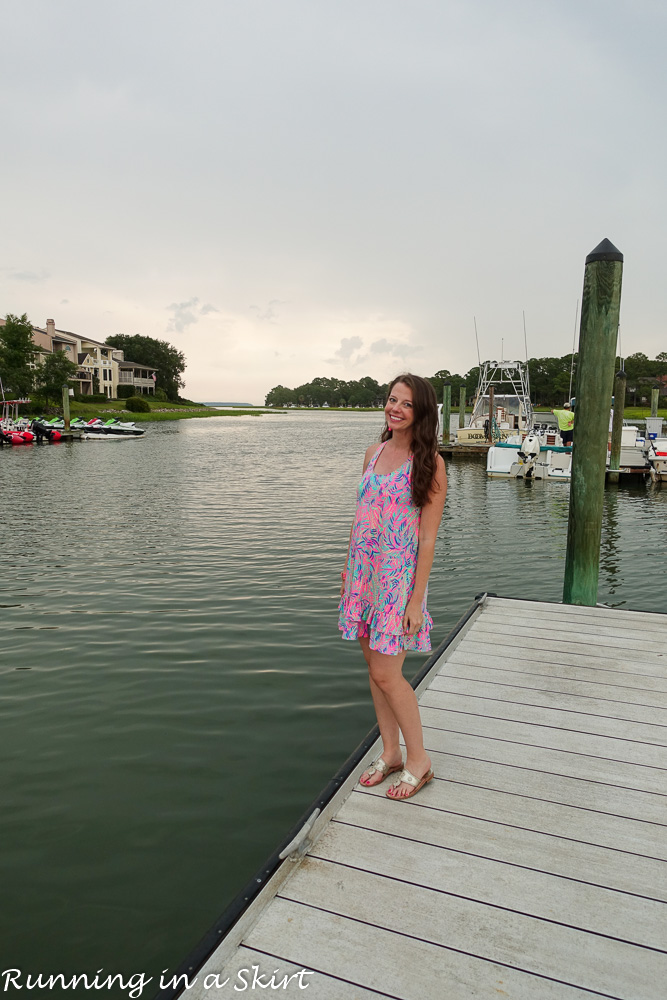 Hilton Head South Beach Shopping Area and Salty Dog Docks.