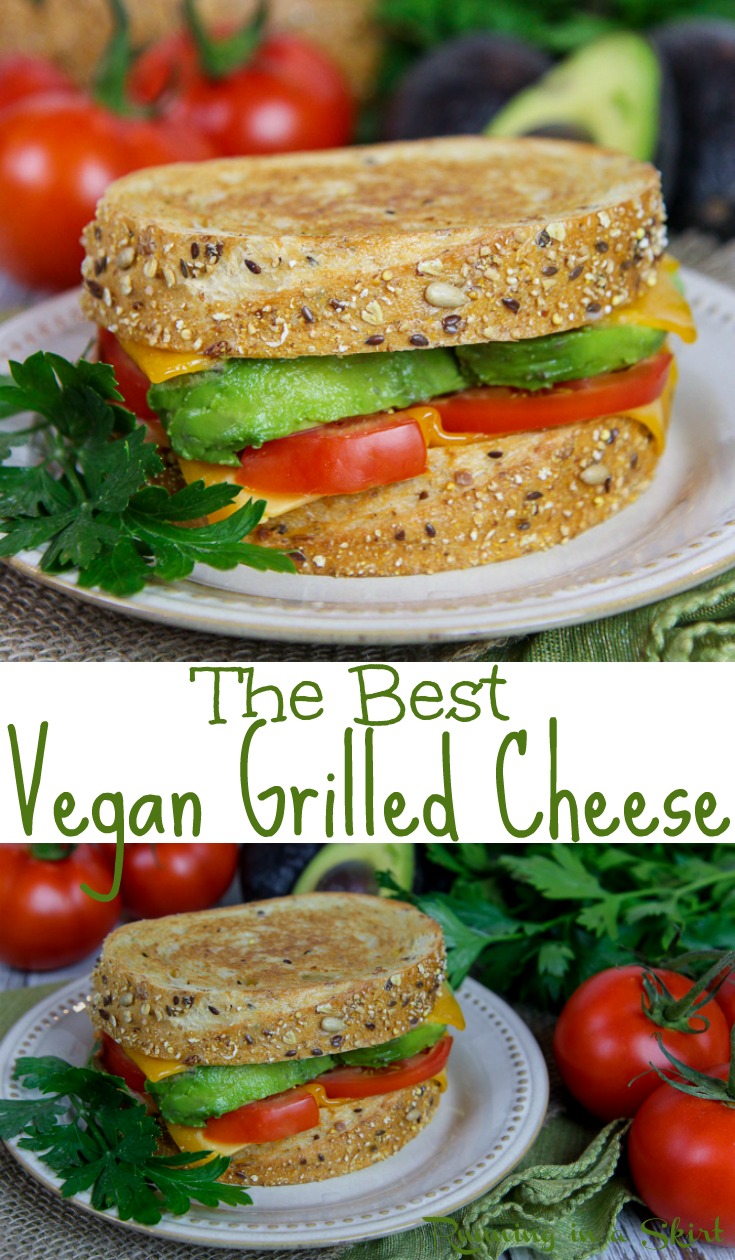 The Best Homemade Vegan Grilled Cheese recipe - this easy dairy free sandwich uses veggies like avocado and tomato and a plant-based butter spread! The perfect alternative comfort foods for lunches or dinners. / Running in a Skirt AD @publix #PureBlendsPureFlavor #vegan #healthy #dairyfree #recipe via @juliewunder