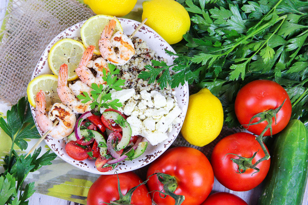 Mediterranean Grilled Shrimp Skewers Bowl recipe