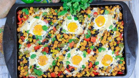 Sheet Pan Sweet Potato Hash with Eggs recipe