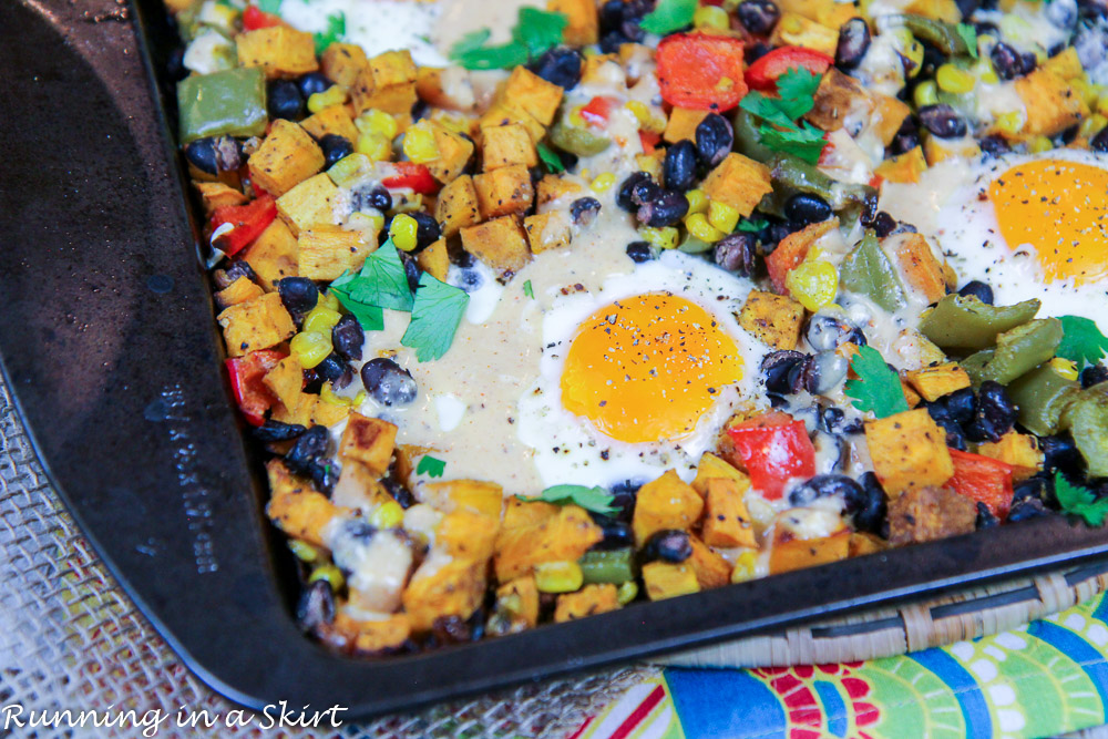 Sheet Pan Sweet Potato Hash with Eggs recipe