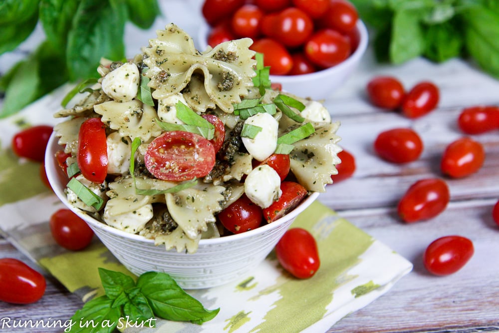 Caprese Pasta Salad with pesto
