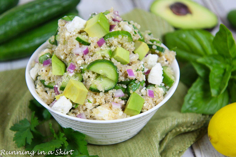 Cucumber Avocado Simple Quinoa Salad 