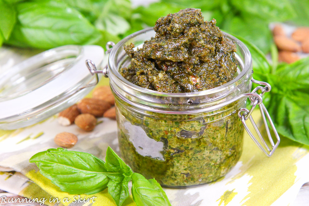 Almond Pesto in a jar.