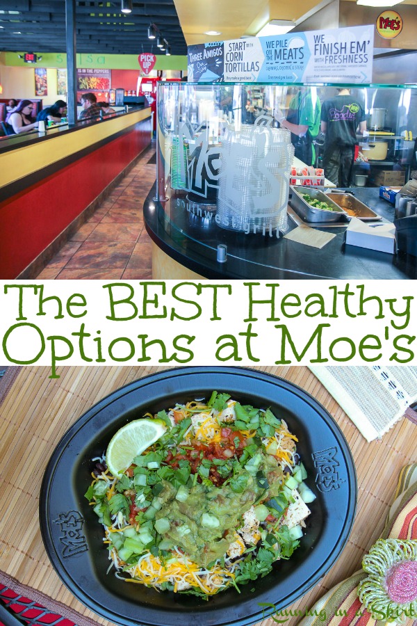 The Best Healthy Options at Moe's Southwest Grill - including food options on the menu for vegetarian, vegan, gluten free, keto and paleo diets at the restaurant.  Includes bowl, burritos, salads, tacos and a quesadilla.  #moes #burrito #mexican #vegetarian #vegan #healthy #healthyliving #paleo #gluten free #keto #mexican #fastfood #MadeatMoes / Running in a Skirt via @juliewunder