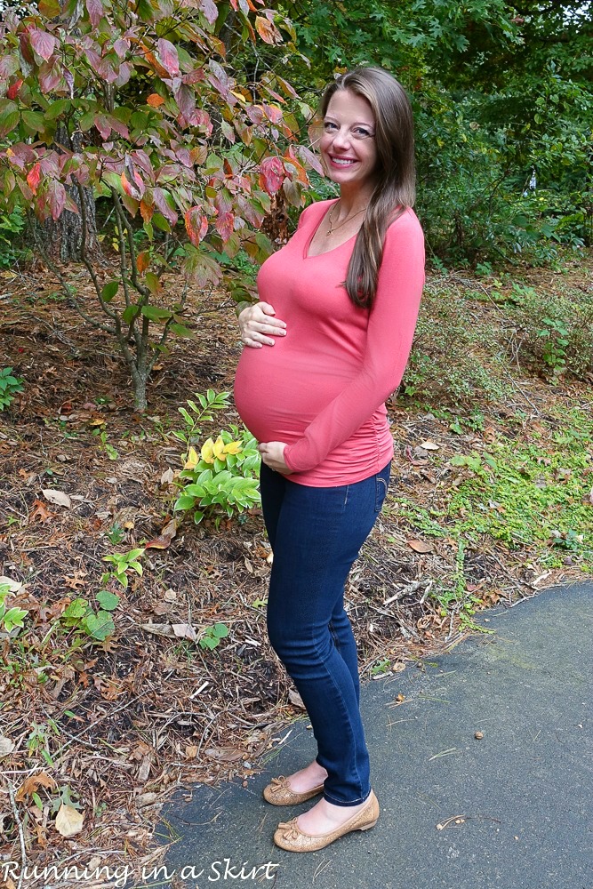 Photo of Mom 33 weeks pregnant with twins.