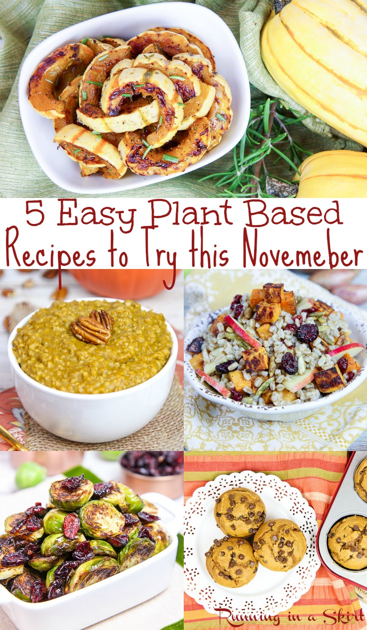 5 Healthy Vegetarian November Recipes - these healthy, easy and simple ideas include dinner, breakfast, dessert and sides including the best vegan and slow cooker / crock pot options!  These clean eating and cozy comfort foods are perfect for the season. / Running in a Skirt via @juliewunder