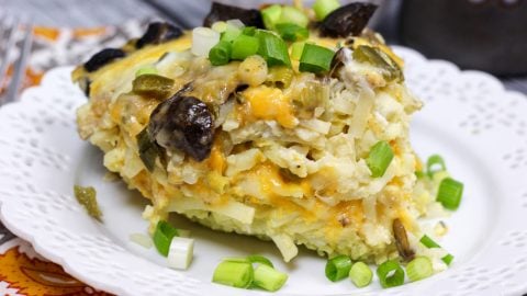 Vegetarian Crock Pot Breakfast Casserole close up.