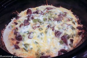 Vegetarian Crock Pot Breakfast Casserole process photo.