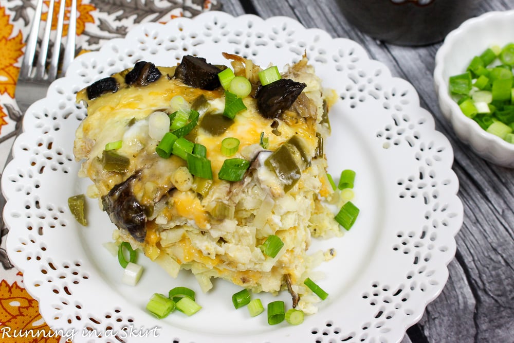 Vegetarian Crock Pot Breakfast Casserole on a plate.