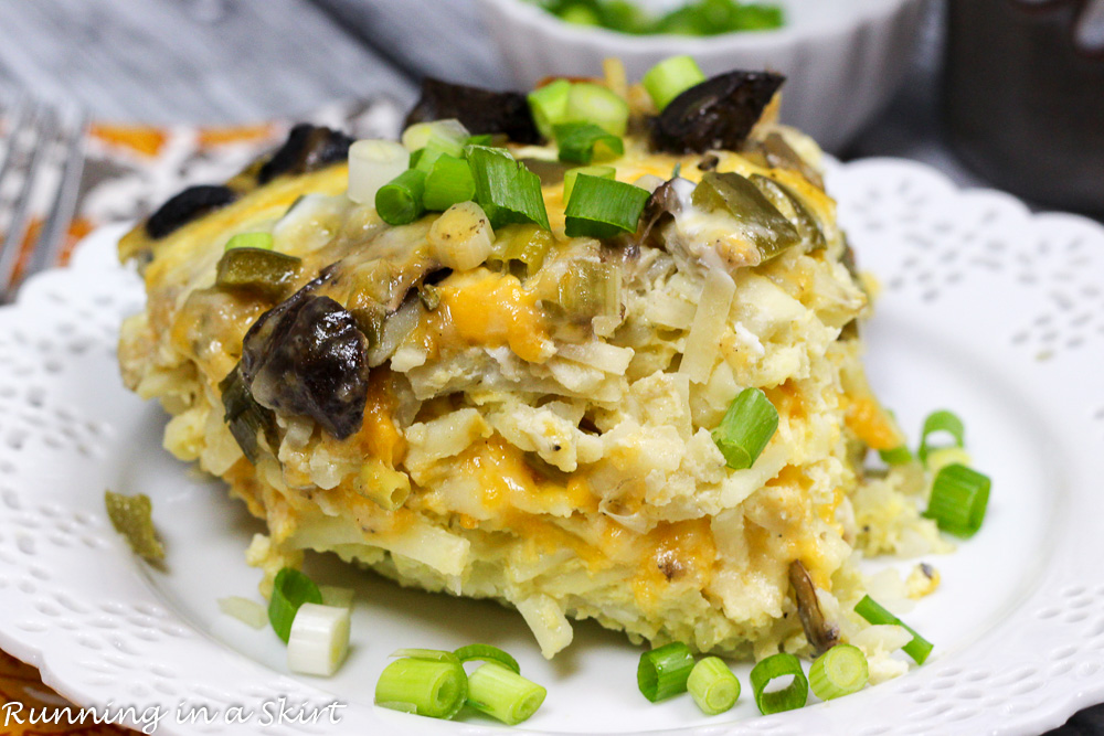 Vegetarian Crock Pot Breakfast Casserole close up.