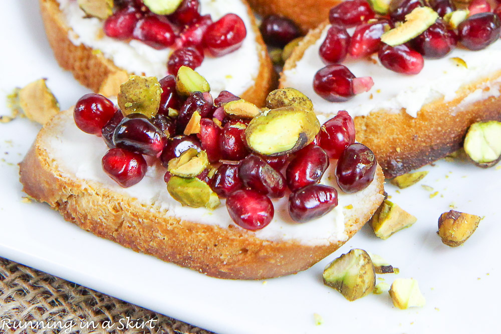 Close up showing how to assemble the crostini.