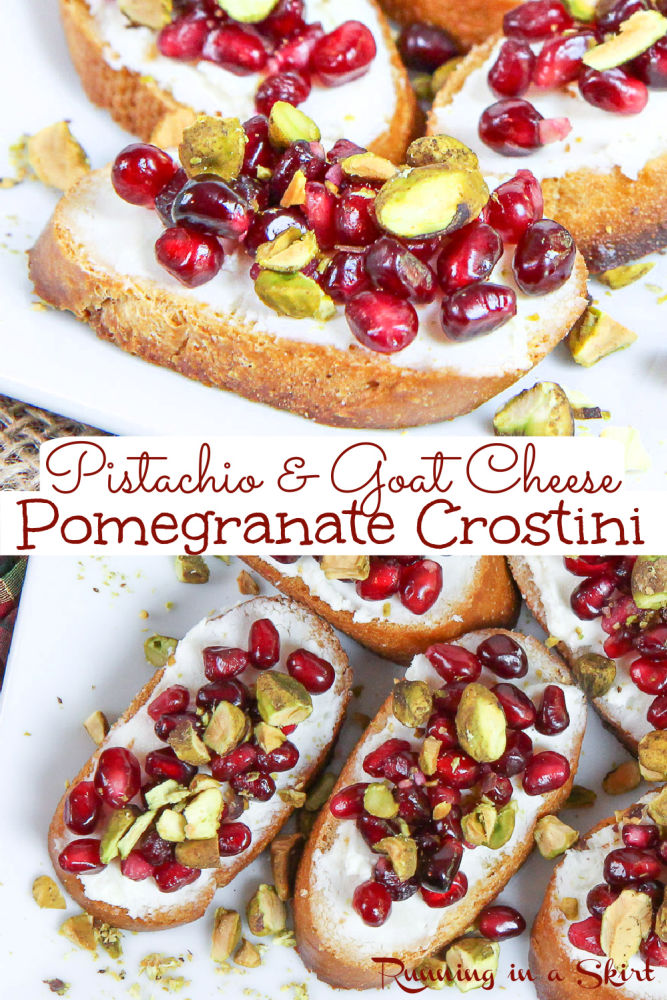 Pistachio Pomegranate Crostini Appetizer for Christmas Pinterest Pin Collage