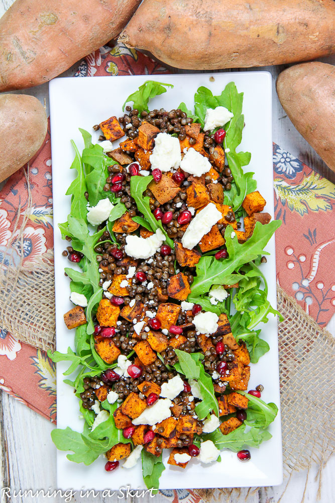 sweet potato lentil feta salad recipe