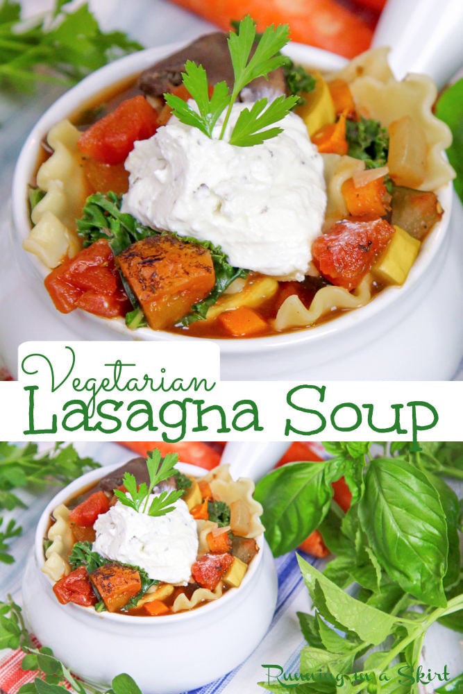 Vegetarian Crockpot Lasagna Soup recipe - easy! Pinterest Collage