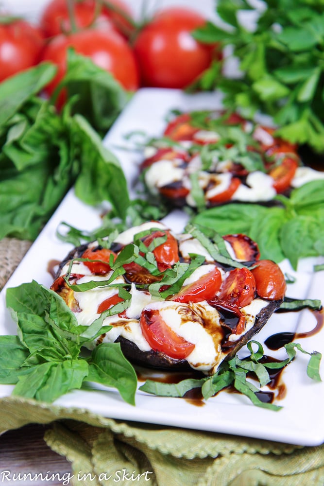 Caprese Stuffed Portobello Mushrooms on a plate.