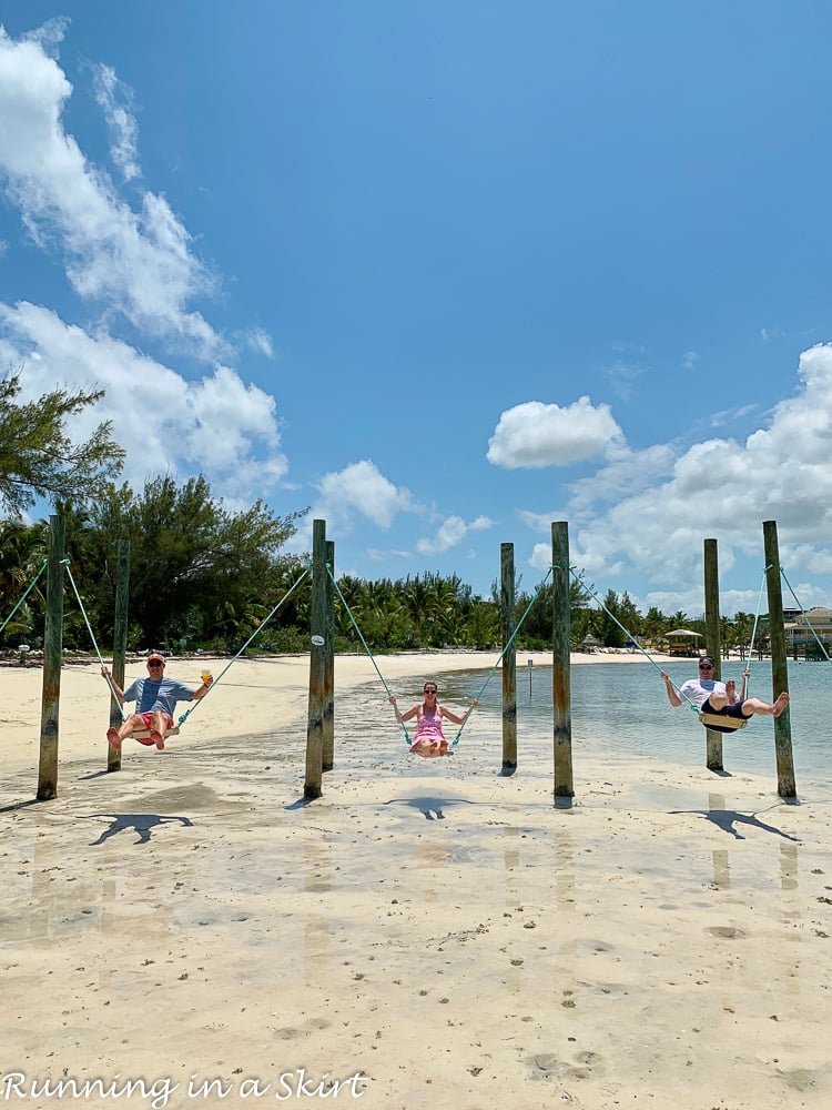 What to do in Hope Town Bahamas - ride swings at Pete's Pub.