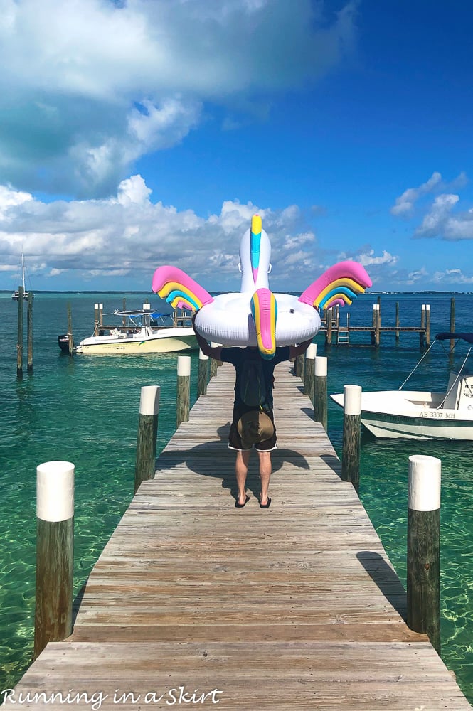 What to do in Hope Town Bahamas - bring a unicorn float!