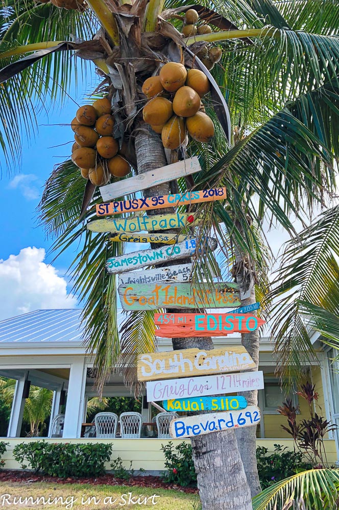 Signs at Firefly Resort on Elbow Cay in Hopetown Bahamas.