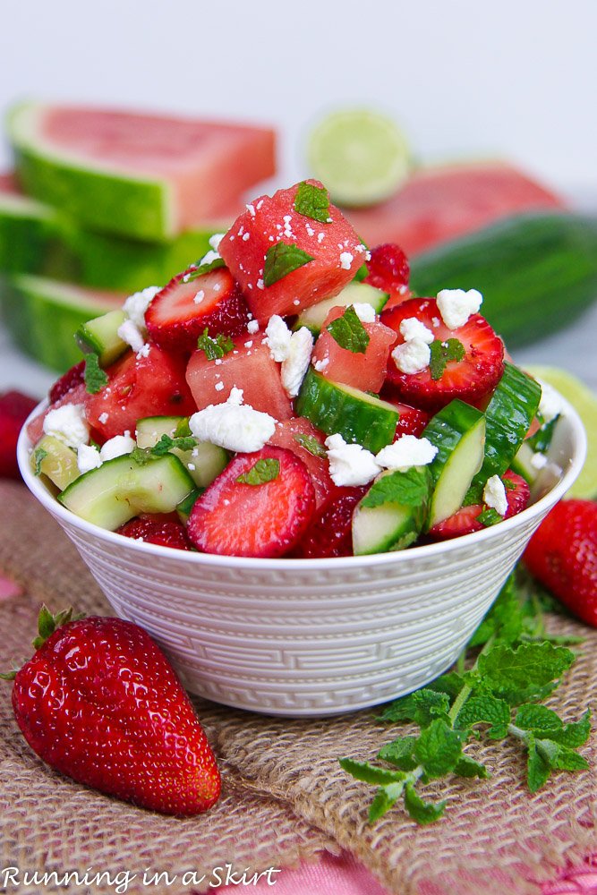 Cucumber Watermelon Strawberry Salad recipe