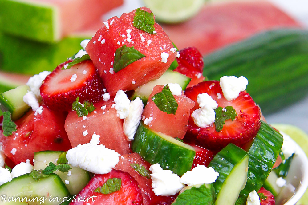 Cucumber Watermelon Strawberry Salad recipe