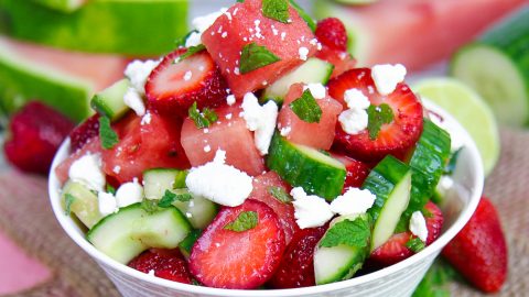 Cucumber Watermelon Strawberry Salad recipe