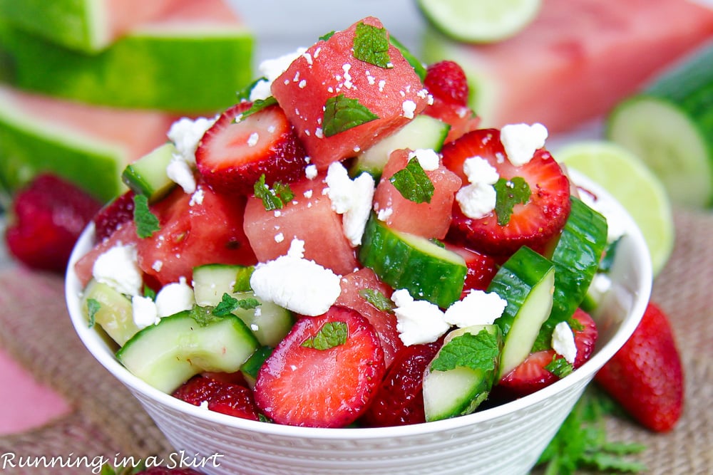 Cucumber Watermelon Strawberry Salad recipe