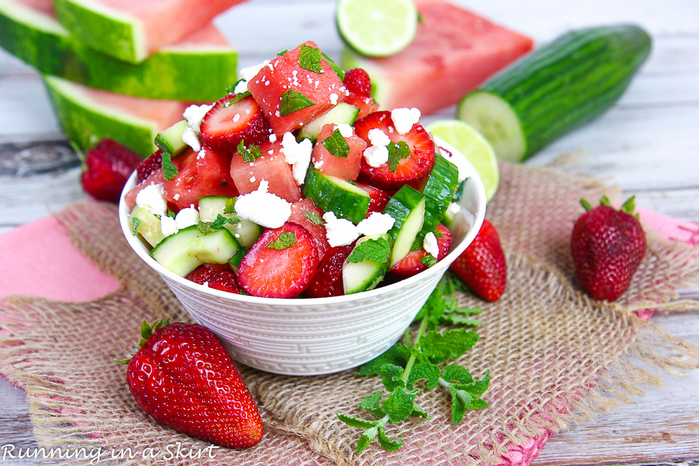 Cucumber Watermelon Strawberry Salad recipe