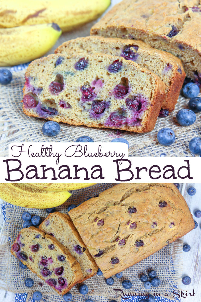 Healthy Blueberry Banana Bread recipe Pinterest Collage