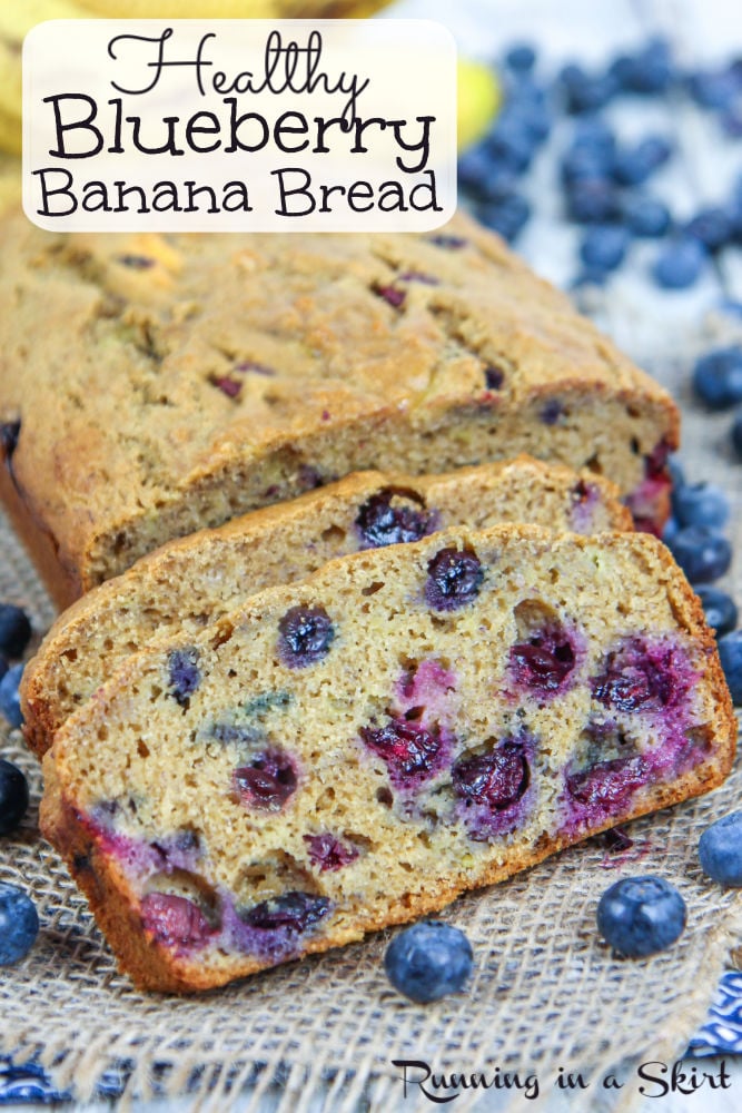 Healthy Blueberry Banana Bread recipe Pinterest Pin