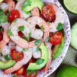 Shrimp, Avocado, tomato and cilantro