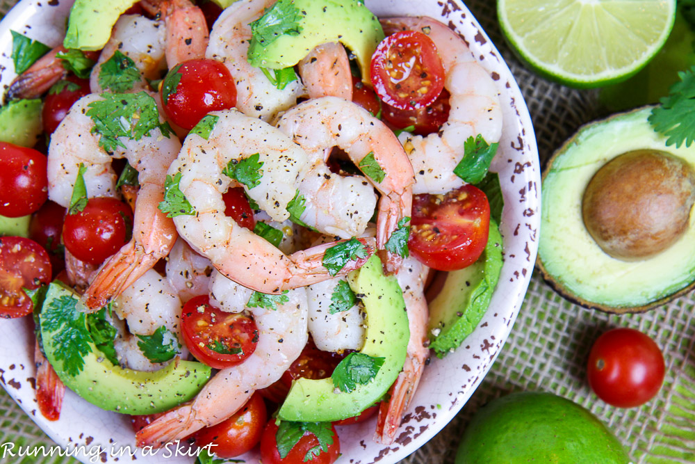 Shrimp, Avocado, tomato and cilantro