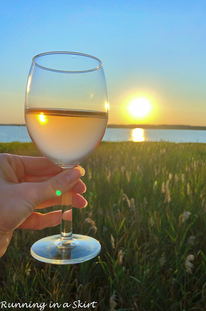 Wine with a view of the bay on Fenwick Island.