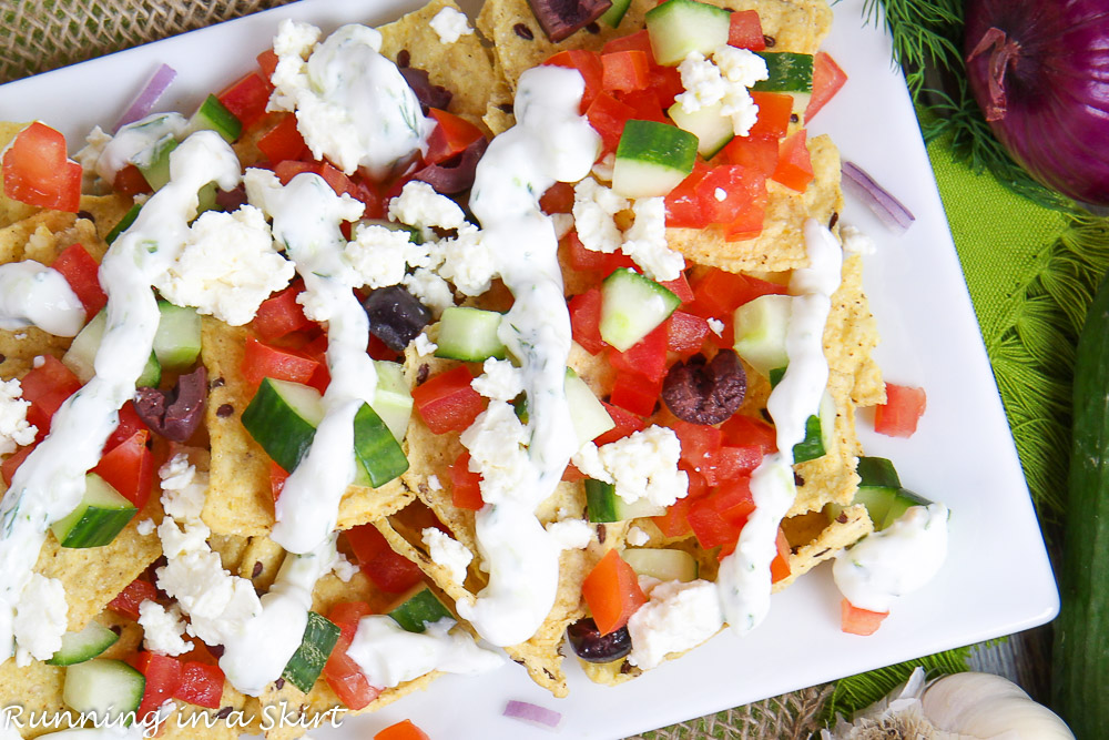 Vegetarian Greek Nachos with Tzatziki Sauce recipe