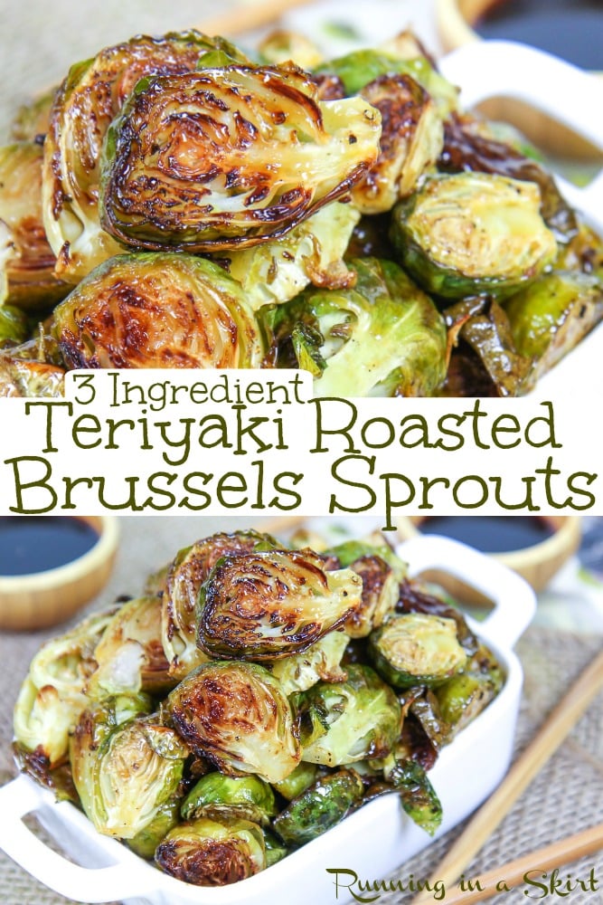 Roasted Teriyaki Brussels Sprouts recipe Pinterest pin collage.