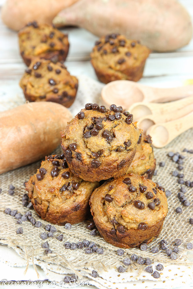 Sweet Potato Muffins stacked together.